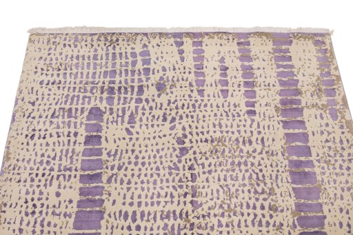 Backside of handmade New Organic rug showing knot structure and weave density