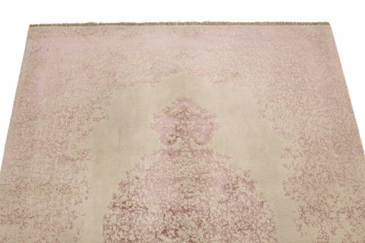 Surface texture of New Organic rug with natural Wool and intricate pattern