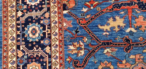 Close-up detail of New Farahan rug from Pakistan showing Wool weave