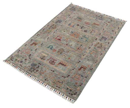Close-up detail of New Samarkand rug from Pakistan showing Wool weave