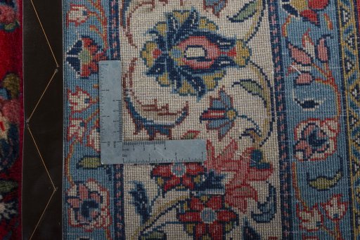 Backside of handmade 2000s Sarough rug showing knot structure and weave density