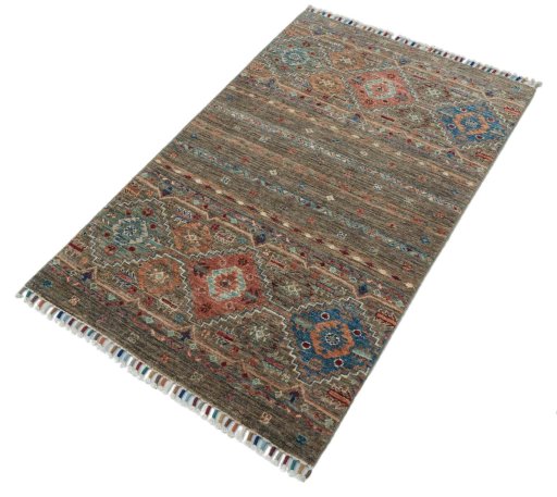 Close-up detail of New Samarkand rug from Pakistan showing Wool weave
