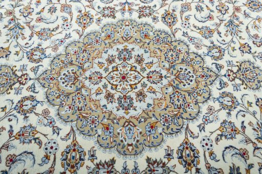 Central medallion detail of 2000s Kashan rug from Iran / Persia