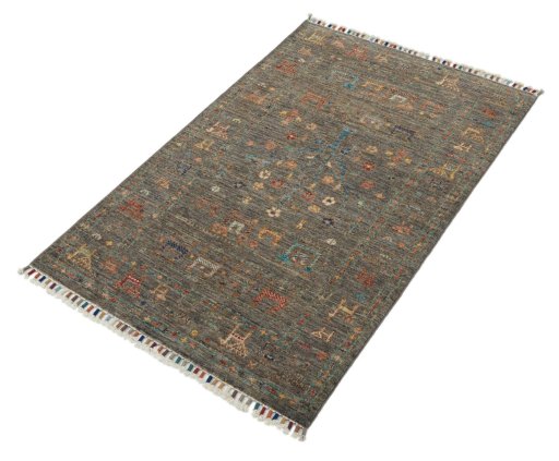 Close-up detail of New Samarkand rug from Pakistan showing Wool weave