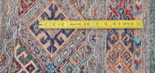 Full view of New Samarkand rug from Pakistan, 175 × 123 cm in Multi Color tones