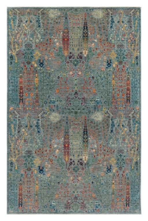 Full view of New Haj-jalili rug from Pakistan, 282 × 179 cm in Blue tones