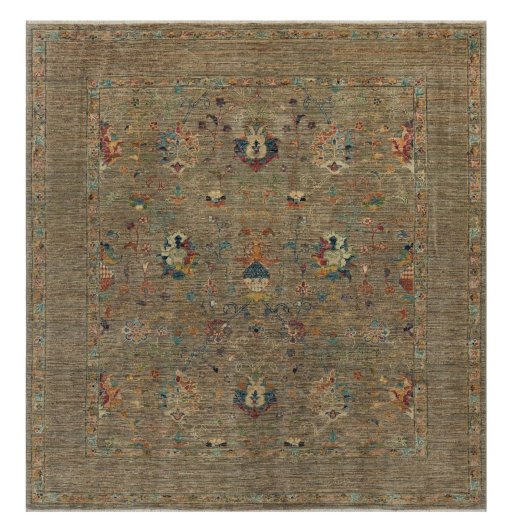 Full view of New Farahan rug from Pakistan, 163 × 152 cm in Beige tones