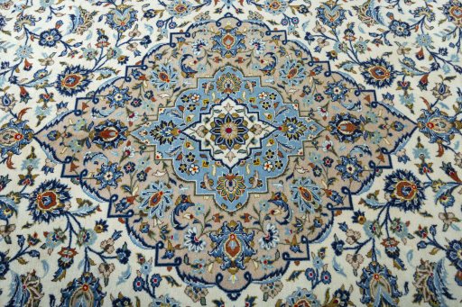Central medallion detail of 2000s Kashan rug from Iran / Persia