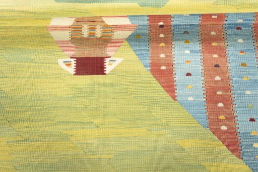 Full view of New Kilim Dastan rug from Turkey, 194 × 124 cm in Multi Color tones