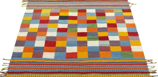 Close-up detail of New Kilim Sofre rug from Turkey showing Wool weave
