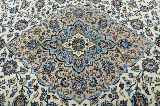 Central medallion detail of 2000s Kashan rug from Iran / Persia