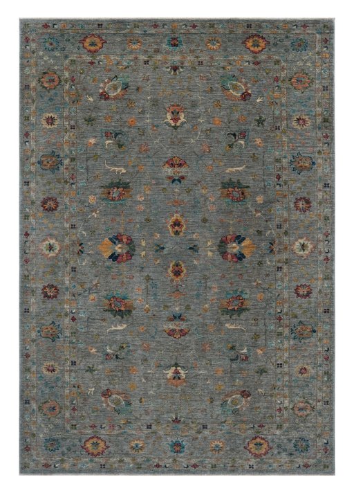 Full view of New Farahan rug from Pakistan, 299 × 207 cm in Gray tones
