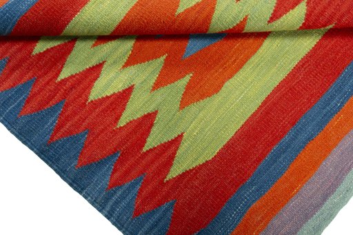 Full view of New Kilim Sofre rug from Turkey, 94 × 82 cm in Multi Color tones