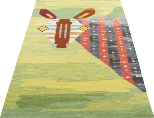 Close-up detail of New Kilim Dastan rug from Turkey showing Wool weave