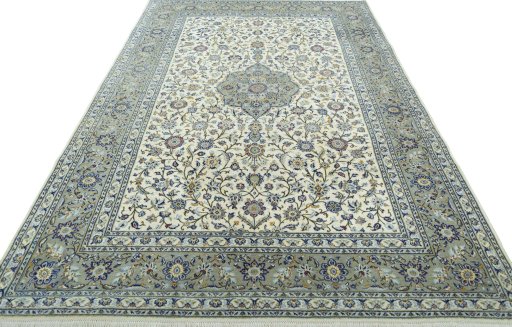 Surface texture of New Kashan rug with natural Cork and intricate pattern