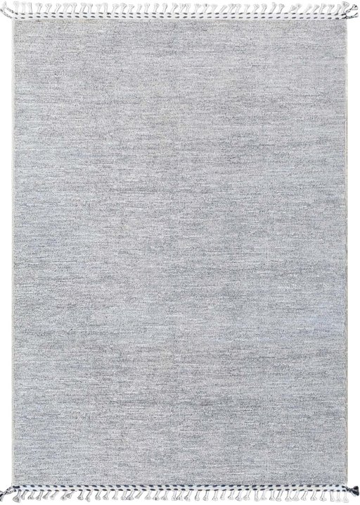 Full view of New Morocco rug from Pakistan, 238 × 168 cm in Gray tones