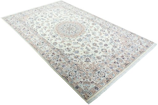 Close-up detail of New Nain rug from Iran / Persia showing Wool weave