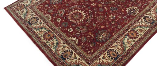Backside of handmade New Farahan rug showing knot structure and weave density