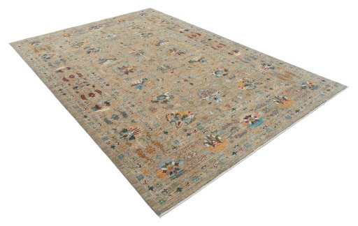 Corner detail of New Farahan rug showing border pattern and Wool pile