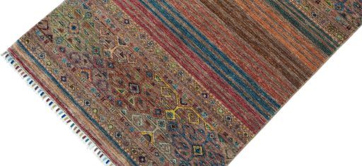 Backside of handmade New Samarkand rug showing knot structure and weave density
