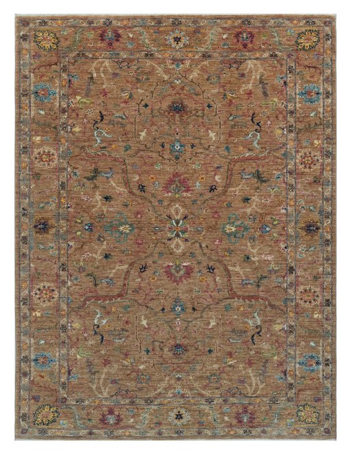 Full view of New Farahan rug from Pakistan, 198 × 150 cm in Yellow tones