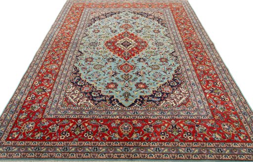 Surface texture of New Kashan rug with natural Cork and intricate pattern