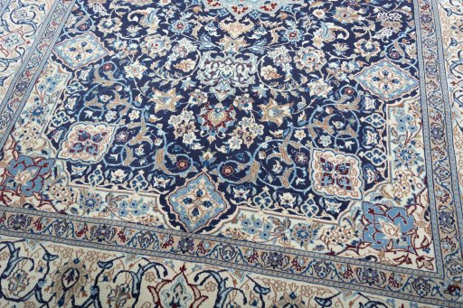Close-up detail of 2000s Nain rug from Iran / Persia showing Wool weave
