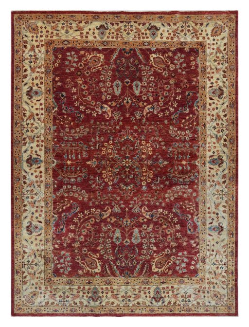 Full view of New Farahan rug from Pakistan, 236 × 174 cm in Red tones