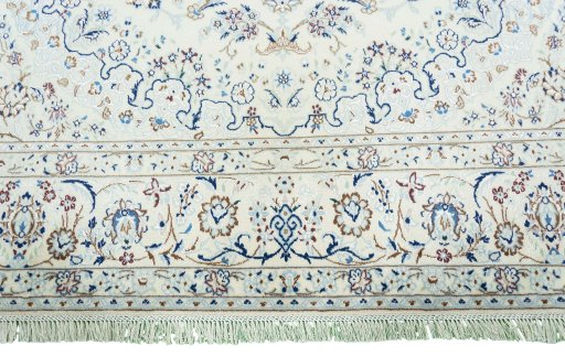 Full view of 2000s Nain rug from Iran / Persia, 303 × 203 cm in Beige tones