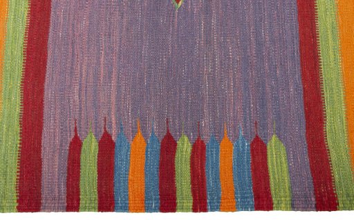 Close-up detail of New Kilim Sofre rug from Turkey showing Wool weave