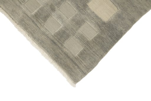 Backside of handmade New Kilim Gabbeh rug showing knot structure and weave density