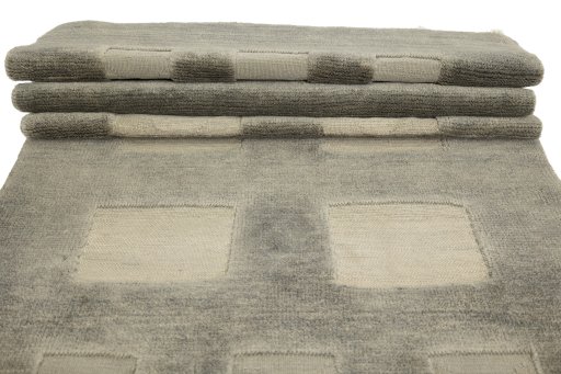 Full view of New Kilim Gabbeh rug from Iran / Persia, 281 × 103 cm in Gray tones