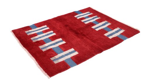Close-up detail of New Kilim Gabbeh rug from Iran / Persia showing Wool weave