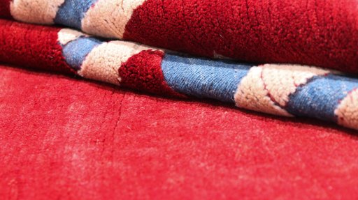 Close-up detail of New Kilim Gabbeh rug from Iran / Persia showing Wool weave