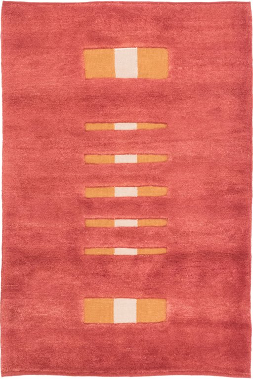 Full view of New Kilim Gabbeh rug from Iran / Persia, 183 × 122 cm in Red tones
