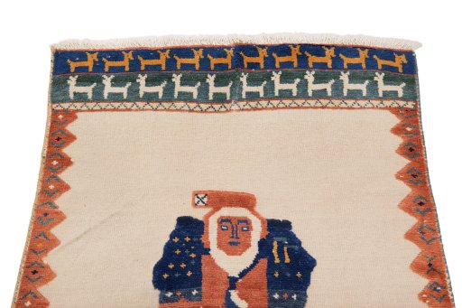 Surface texture of New Kilim Gabbeh rug with natural Wool and intricate pattern