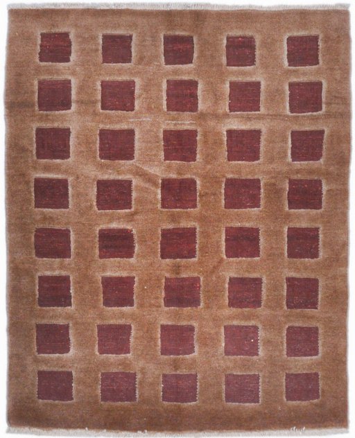 Full view of New Kilim Gabbeh rug from Iran / Persia, 183 × 150 cm in Brown tones