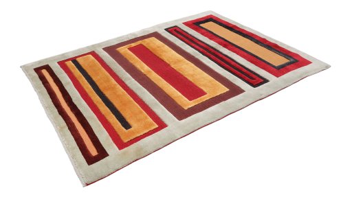 Close-up detail of New Kilim Gabbeh rug from Iran / Persia showing Wool weave