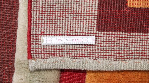 Full view of New Kilim Gabbeh rug from Iran / Persia, 231 × 170 cm in Multi Color tones