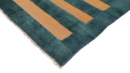 Backside of handmade New Kilim Gabbeh rug showing knot structure and weave density