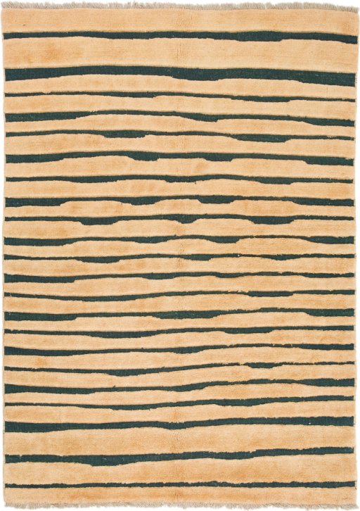 Full view of 1980s Kilim Gabbeh rug from Iran / Persia, 236 × 170 cm in Brown tones