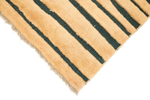 Backside of handmade 1980s Kilim Gabbeh rug showing knot structure and weave density