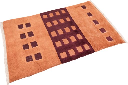Corner detail of 1980s Kilim Gabbeh rug showing border pattern and Wool pile