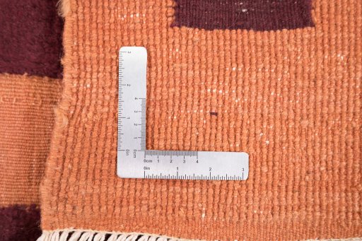 Close-up detail of 1980s Kilim Gabbeh rug from Iran / Persia showing Wool weave