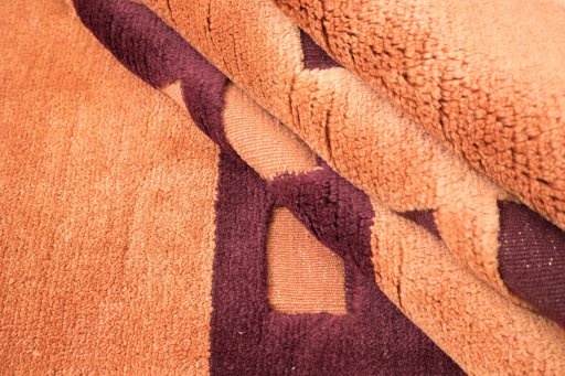 Full view of 1980s Kilim Gabbeh rug from Iran / Persia, 170 × 112 cm in Terracotta tones