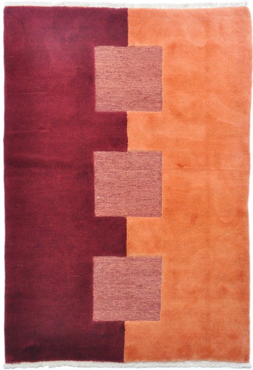 Full view of 1980s Kilim Gabbeh rug from Iran / Persia, 193 × 132 cm in Red tones