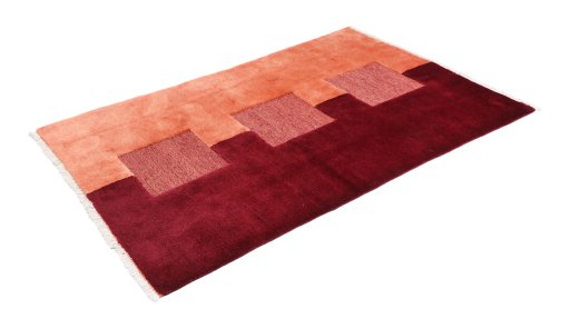 Corner detail of 1980s Kilim Gabbeh rug showing border pattern and Wool pile