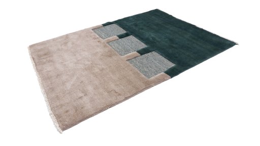 Corner detail of 1980s Kilim Gabbeh rug showing border pattern and Wool pile