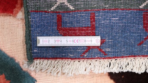 Full view of New Kilim Gabbeh rug from Iran / Persia, 114 × 91 cm in Cream tones
