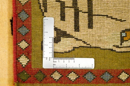 Full view of New Kilim Gabbeh rug from Iran / Persia, 151 × 111 cm in Green tones